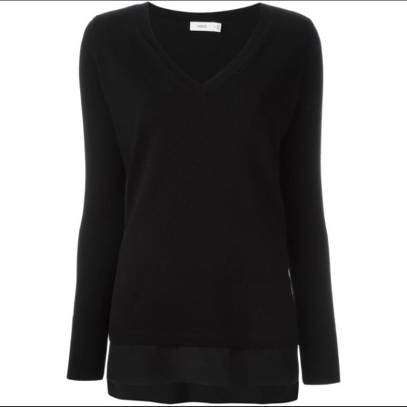 Vince Sweaters - Vince V-Neck Cashmere Wool Black Sweater